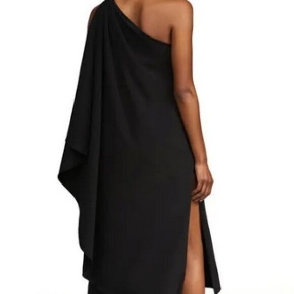 Halston Black Aries One-Shoulder Crepe Dress - Picture 4 of 4